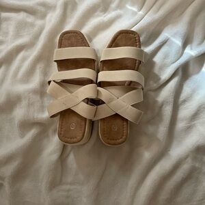 Women's Cream Strappy Sandals